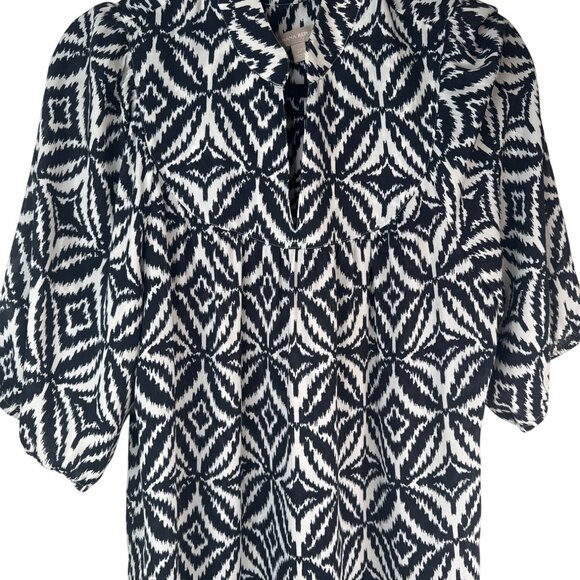 Banana Republic Navy Blue & White 12 Geometric Print Tunic Dress Polyester - Picture 8 of 16